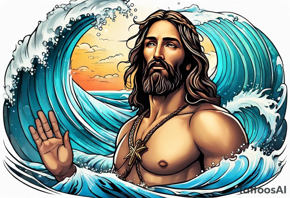 Jesus calming the sea tattoo idea