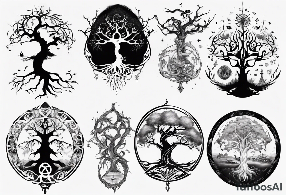Tree of life and spirits tattoo idea