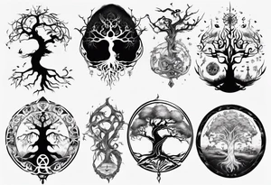Tree of life and spirits tattoo idea