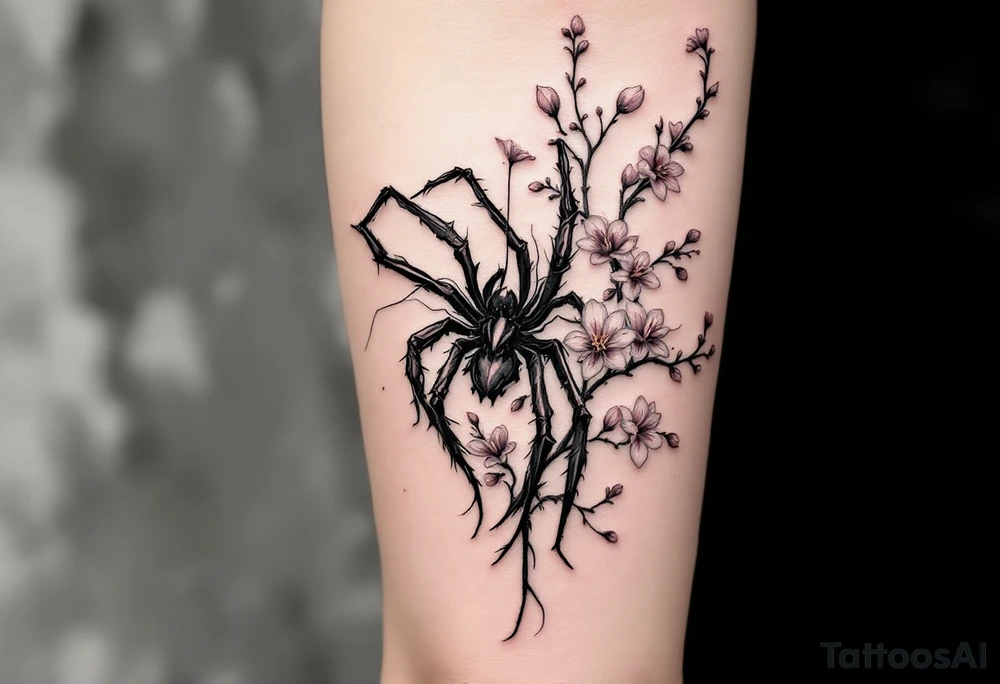 Spider Lilies from the anime demon slayer and Cherry Blossoms wrapped around the arm tattoo idea