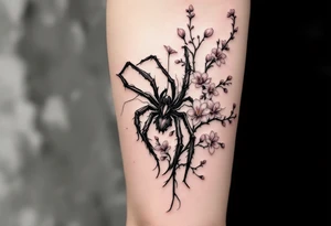 Spider Lilies from the anime demon slayer and Cherry Blossoms wrapped around the arm tattoo idea