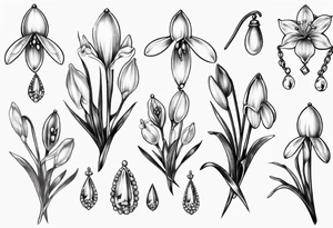 Snowdrop and jewels tattoo idea