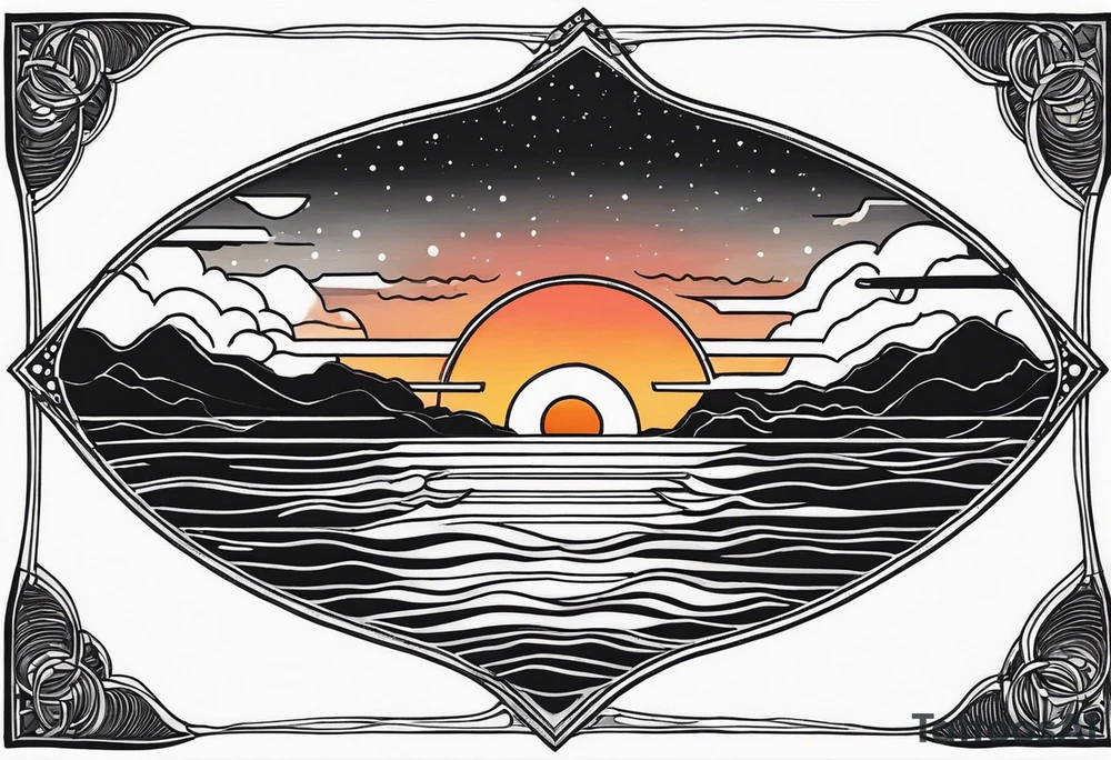 Sunset Over an Ocean Horizon tattoo idea