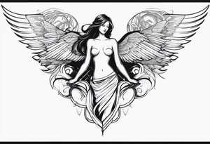 Angel with gothic wings. One side of angle represents darkness and the second of the angle represents light tattoo idea