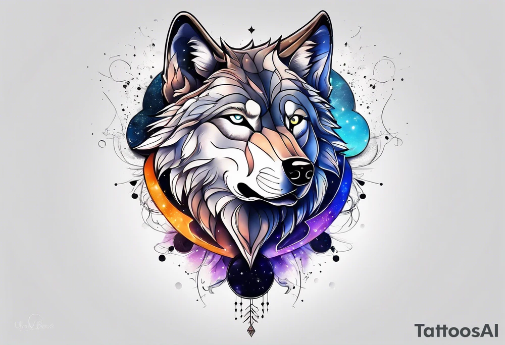 Constellation, two animal wolf tattoo idea