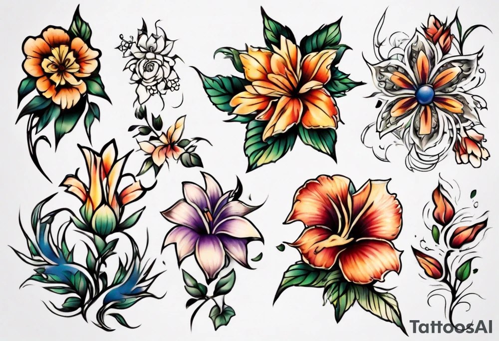 Easy flower tattoo idea