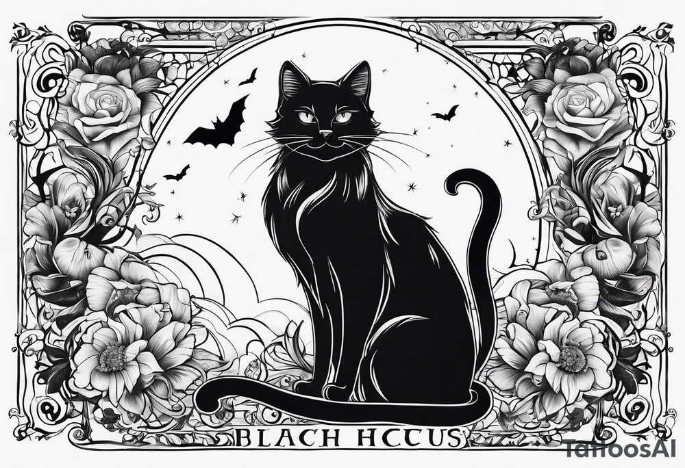 Black cat hocus pocus tattoo idea