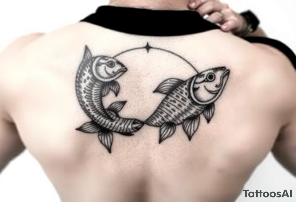 Only using the word picses unique zodiac sign  with fishes tattoo idea