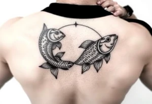 Only using the word picses unique zodiac sign  with fishes tattoo idea