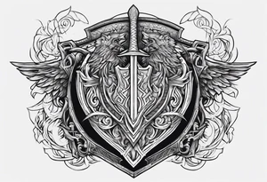 Valhalla shield fire sword tattoo idea