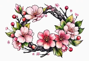 Wreath of cherry blossoms tattoo idea