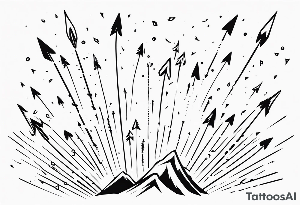flaming arrows raining down from sky tattoo idea