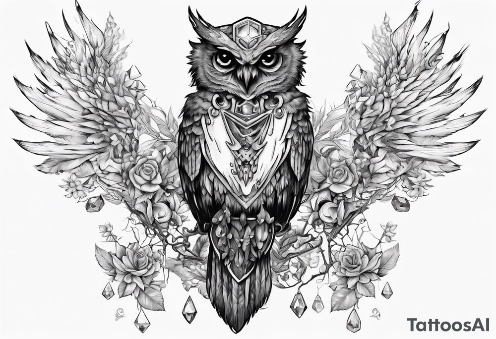 The Demon Owl Stolas, a Prince of Hell who is obsessed with gems, knowledge of astrology and poisonous plants. tattoo idea