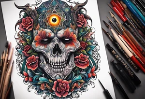 Beautiful Eldridge horror creature, astrology thigh tattoo tattoo idea
