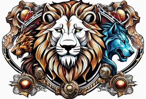 AI Tech, Lion, Horse, Dragon and Wolf tattoo idea
