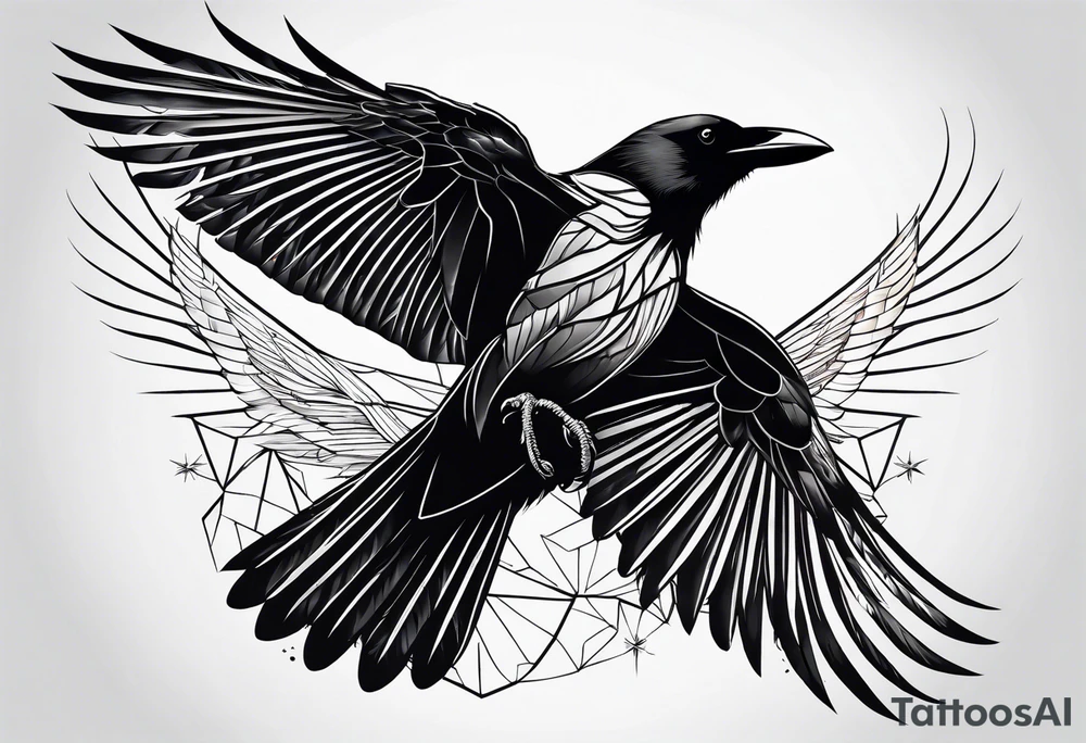 Crow in flight tattoo idea