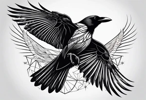 Crow in flight tattoo idea