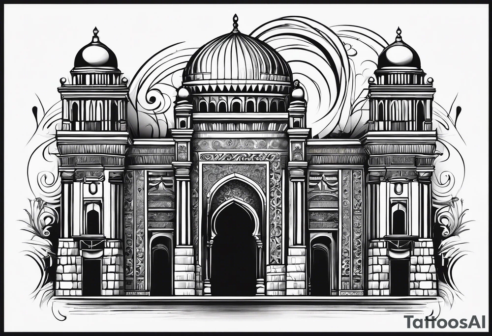 israel city vector gate 
swirl  vignette tattoo idea
