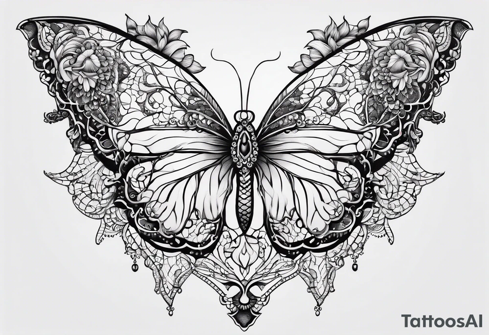 lace sternum tattoo idea