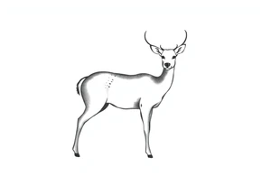 Simplistic shin tattoo of deer. I want the tattoo to emphasize the innocence, calmness, attentiveness, and beauty of the deer tattoo idea