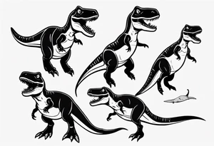 silly happy t rex swimming tattoo idea