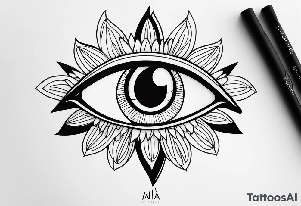 Oeil de ra et Marguerite simple tattoo idea