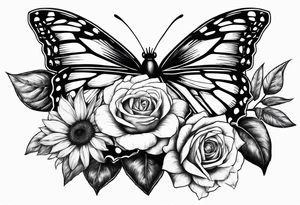 Butterfly, sunflower, camera, book,  flower rose tattoo idea