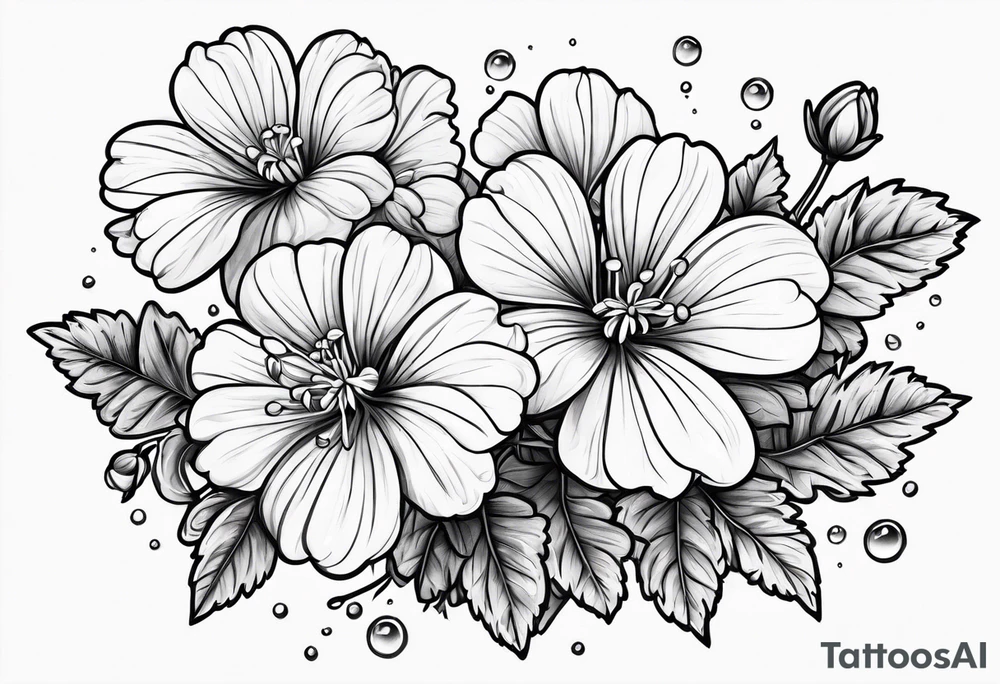 Scarlet geraniums rain tattoo idea