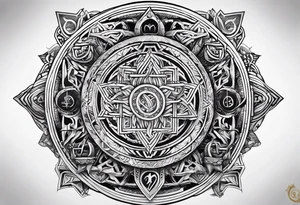 gods of Scandinavian mythology and runes tattoo idea