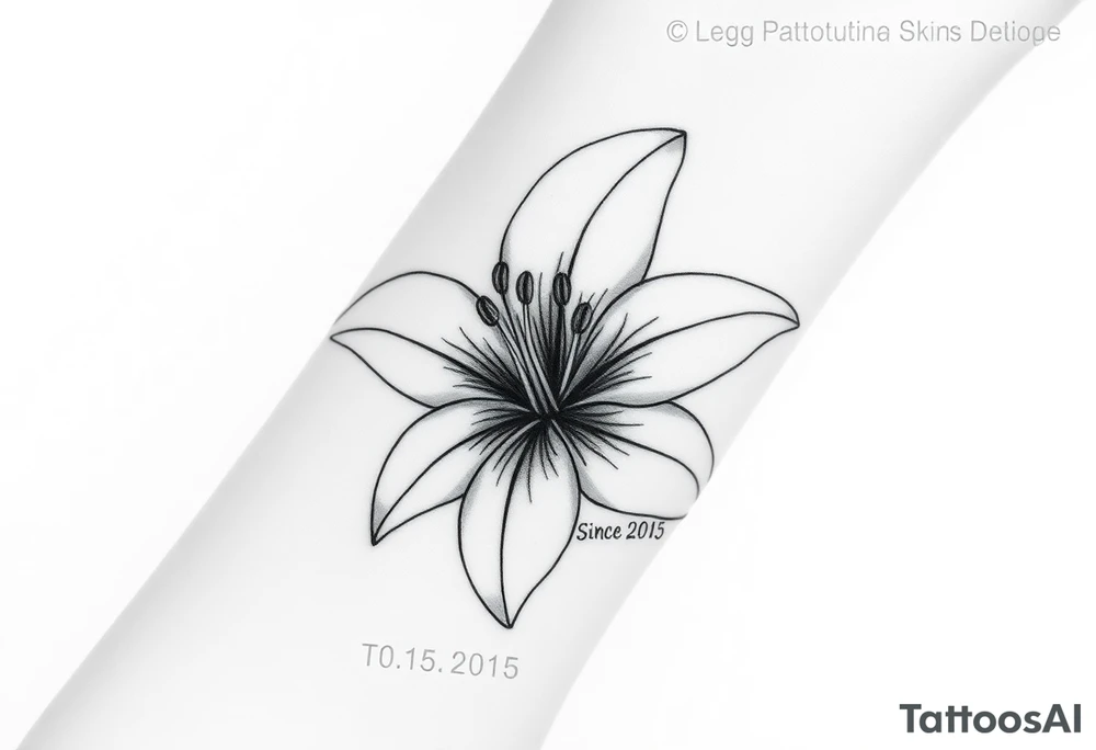 Hybrid flower lily with the date since 2015 tattoo idea