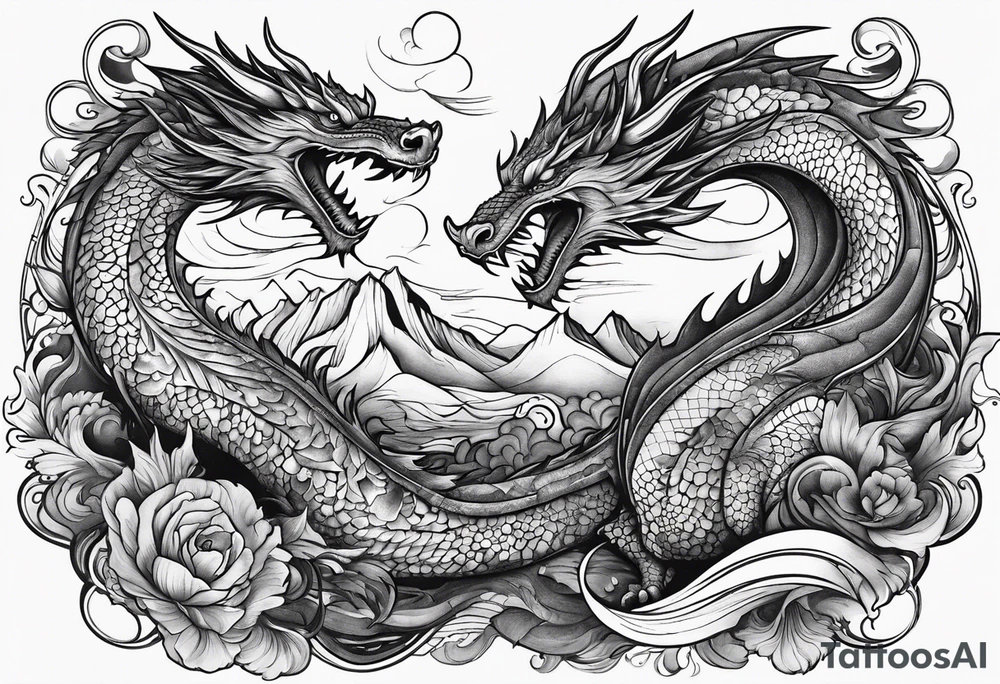 roaring dragons tattoo idea