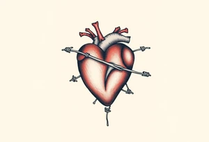 Heart wrapped in barb wire tattoo idea