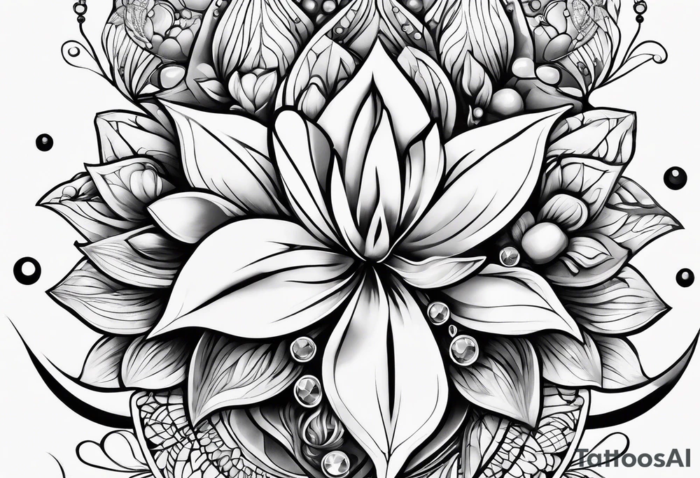 gemstone water droplet tattoo idea