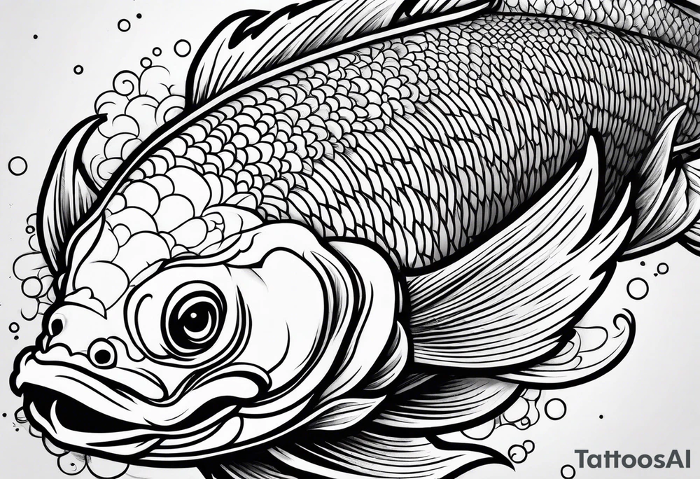 koi carp artistic line art tattoo idea