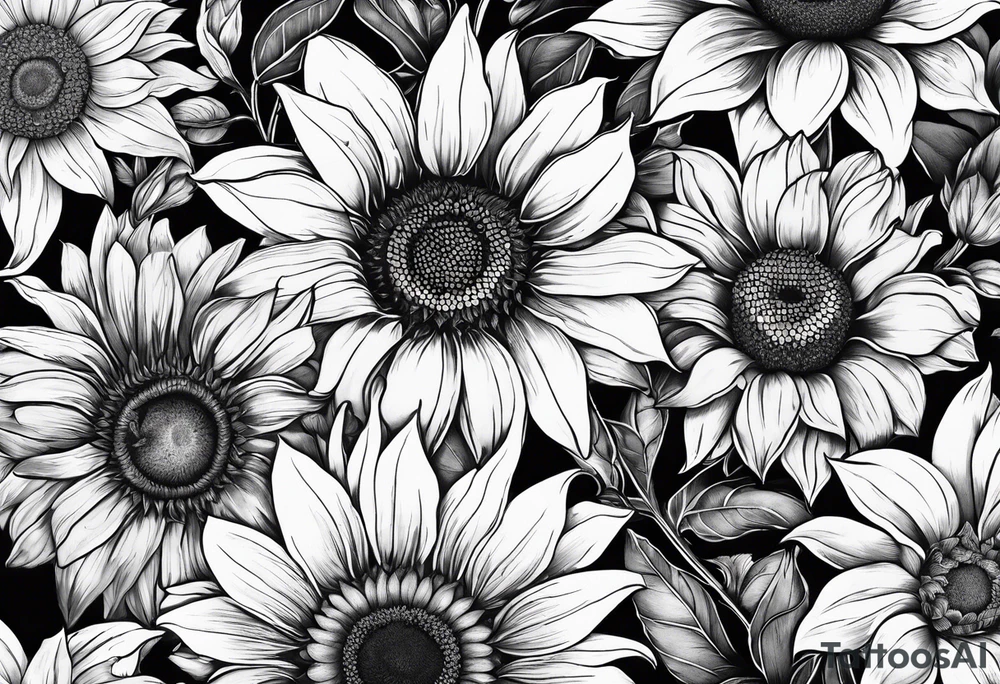 Wild flower garden sunflower tattoo idea