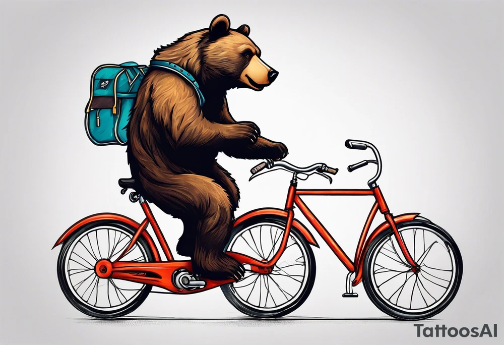 bear riding a bicycle tattoo idea