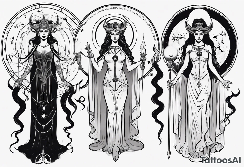 The High Priestesses. Hecate, Artemis and Selene as one. Representing Magic, Intuition and The Moon. tattoo idea