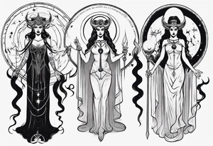 The High Priestesses. Hecate, Artemis and Selene as one. Representing Magic, Intuition and The Moon. tattoo idea