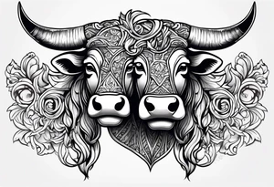 Show me images of a tattoo involving fraternitis vinculum and a bull from the Latin triumvirate tattoo idea