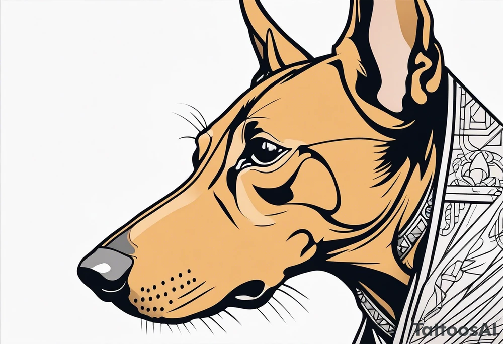 Pharaoh hound, smoking, close up tattoo idea