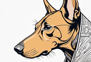 Pharaoh hound, smoking, close up tattoo idea