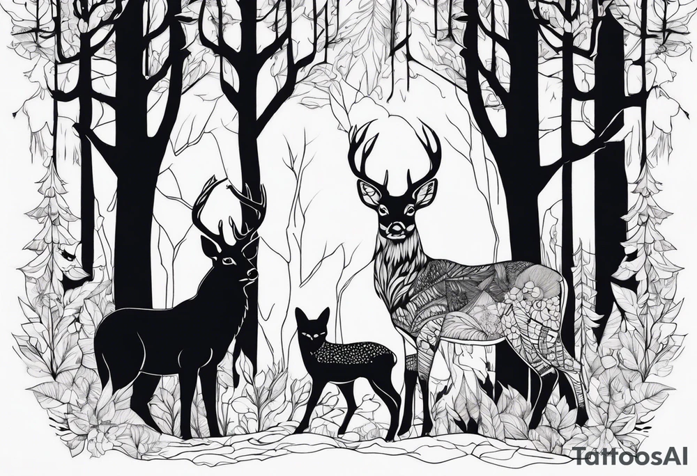 animals in the forest tattoo idea