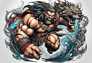 leaping barbarian tattoo idea