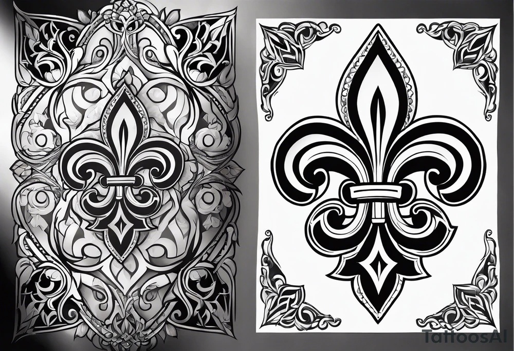 Fleur de lys celtique en flamme tattoo idea