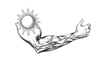 Left arm sleeve. I already have a sun on my deltoid made out of stone. tattoo idea