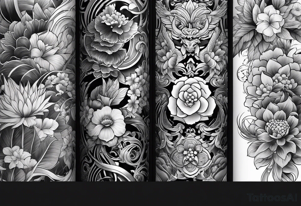 Japanese leg sleeve tattoo idea
