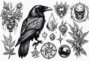 Demon Raven gems poisonous plants and astrology. tattoo idea