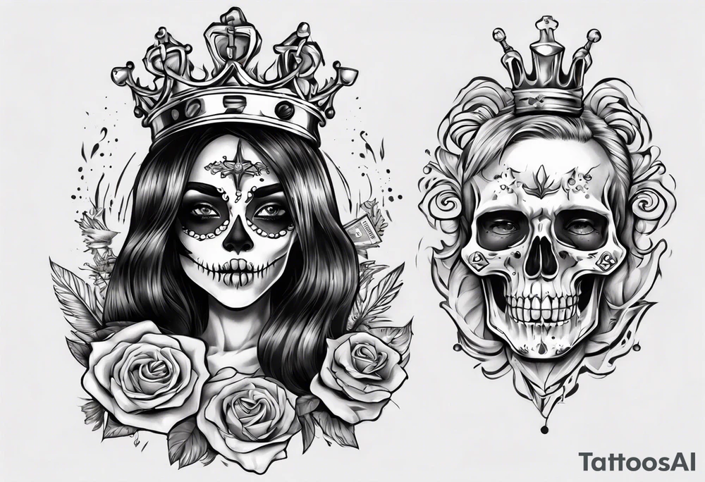 santa la muerta with money and crown
on the card tattoo idea