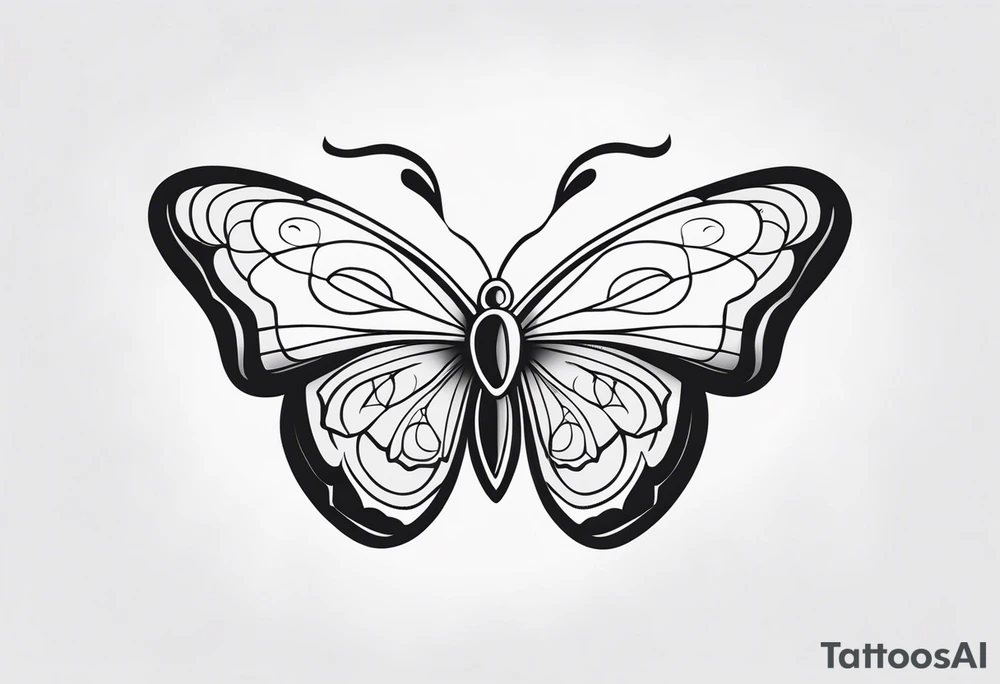 Borboleta coração com chama tattoo idea