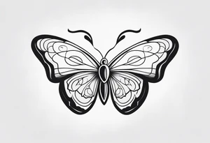 Borboleta coração com chama tattoo idea